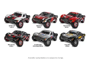 Slash (5803) with TQ™ 2.4GHz radio, XL-5 Waterproof Electronic Speed Control, Power Cell 7-cell NiHM battery, and ProGraphix® painted body (released 2010)