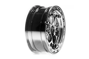 Traxxas 2.2/3.0" Off Road Tyres on Satin Chrome/Red Rims - Glued Wheels 2Pcs