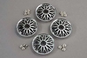 Traxxas 2.2/3.0" Off Road Tyres on Satin Chrome/Red Rims - Glued Wheels 2Pcs