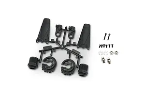 Camber links, front (TUBES charcoal gray-anodized, 7075-T6 aluminum, stronger than titanium) (2) (assembled with rod ends and hollow balls)/ aluminum wrench (1)