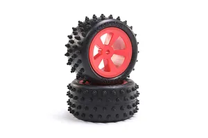 Traxxas 2.2/3.0" Off Road Tyres on Satin Chrome/Red Rims - Glued Wheels 2Pcs