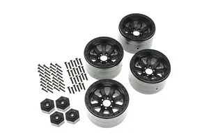 Traxxas 2.2/3.0" Off Road Tyres on Satin Chrome/Red Rims - Glued Wheels 2Pcs
