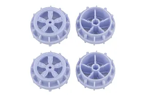 Traxxas 2.2/3.0" Off Road Tyres on Satin Chrome/Red Rims - Glued Wheels 2Pcs