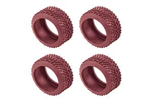 Traxxas 2.2/3.0" Off Road Tyres on Satin Chrome/Red Rims - Glued Wheels 2Pcs