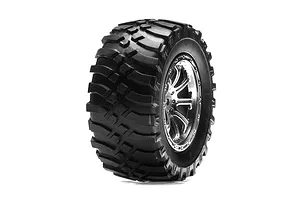 Traxxas 2.2/3.0" Off Road Tyres on Satin Chrome/Red Rims - Glued Wheels 2Pcs
