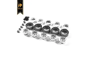 Traxxas 2.2/3.0" Off Road Tyres on Satin Chrome/Red Rims - Glued Wheels 2Pcs