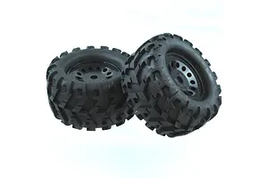 Traxxas 2.2/3.0" Off Road Tyres on Satin Chrome/Red Rims - Glued Wheels 2Pcs