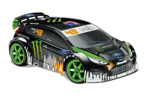 Ken Block Gymkhana Fiesta (Brushed), Fully assembled, Ready-To-Race®, with TQ™ AM radio system, Titan® 12T 550 motor, XL-2.5 electronic speed control, 7.2 volt NiMH battery & charger, and Race Replica painted body