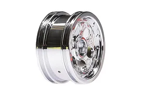 Traxxas 2.2/3.0" Off Road Tyres on Satin Chrome/Red Rims - Glued Wheels 2Pcs