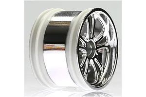 Traxxas 2.2/3.0" Off Road Tyres on Satin Chrome/Red Rims - Glued Wheels 2Pcs