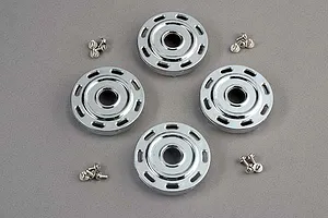 Traxxas 2.2/3.0" Off Road Tyres on Satin Chrome/Red Rims - Glued Wheels 2Pcs