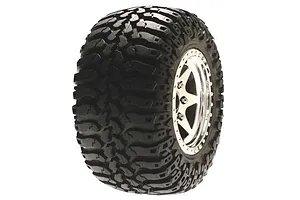 Traxxas 2.2/3.0" Off Road Tyres on Satin Chrome/Red Rims - Glued Wheels 2Pcs