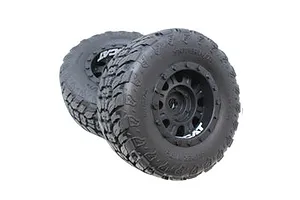 Traxxas 2.2/3.0" Off Road Tyres on Satin Chrome/Red Rims - Glued Wheels 2Pcs
