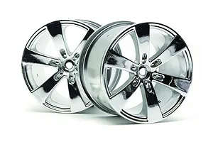 Traxxas 2.2/3.0" Off Road Tyres on Satin Chrome/Red Rims - Glued Wheels 2Pcs
