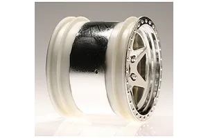 Traxxas 2.2/3.0" Off Road Tyres on Satin Chrome/Red Rims - Glued Wheels 2Pcs