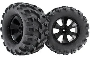 Traxxas 2.2/3.0" Off Road Tyres on Satin Chrome/Red Rims - Glued Wheels 2Pcs