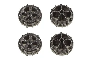 Traxxas 2.2/3.0" Off Road Tyres on Satin Chrome/Red Rims - Glued Wheels 2Pcs