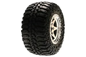 Traxxas 2.2/3.0" Off Road Tyres on Satin Chrome/Red Rims - Glued Wheels 2Pcs