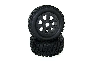 Traxxas 2.2/3.0" Off Road Tyres on Satin Chrome/Red Rims - Glued Wheels 2Pcs