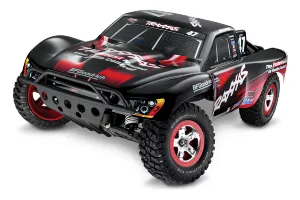 Slash VXL (5807L) with TQi™ 2.4GHz radio system, Velineon® Brushless Power System, Power Cell 4200mAh 2-Cell LiPo Battery, LiPo Balance Charger, and Race Replica painted body (released 2012)