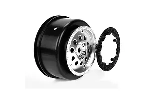 Traxxas 2.2/3.0" Off Road Tyres on Satin Chrome/Red Rims - Glued Wheels 2Pcs