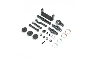 Camber links, front (TUBES charcoal gray-anodized, 7075-T6 aluminum, stronger than titanium) (2) (assembled with rod ends and hollow balls)/ aluminum wrench (1)