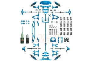 Aluminum Conversion Kit For Tamiya TT02 Blue