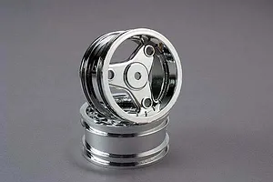 Traxxas 2.2/3.0" Off Road Tyres on Satin Chrome/Red Rims - Glued Wheels 2Pcs