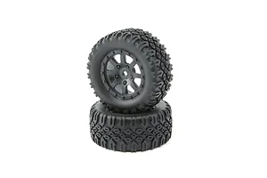 Traxxas 2.2/3.0" Off Road Tyres on Satin Chrome/Red Rims - Glued Wheels 2Pcs