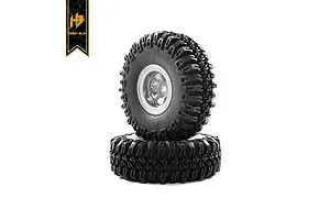 Traxxas 2.2/3.0" Off Road Tyres on Satin Chrome/Red Rims - Glued Wheels 2Pcs