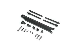 Camber links, front (TUBES charcoal gray-anodized, 7075-T6 aluminum, stronger than titanium) (2) (assembled with rod ends and hollow balls)/ aluminum wrench (1)