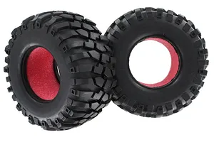 Traxxas 2.2/3.0" Off Road Tyres on Satin Chrome/Red Rims - Glued Wheels 2Pcs