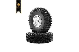 Traxxas 2.2/3.0" Off Road Tyres on Satin Chrome/Red Rims - Glued Wheels 2Pcs