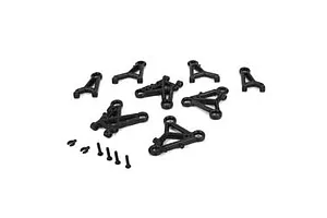 Camber links, front (TUBES charcoal gray-anodized, 7075-T6 aluminum, stronger than titanium) (2) (assembled with rod ends and hollow balls)/ aluminum wrench (1)