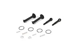 Camber links, front (TUBES charcoal gray-anodized, 7075-T6 aluminum, stronger than titanium) (2) (assembled with rod ends and hollow balls)/ aluminum wrench (1)