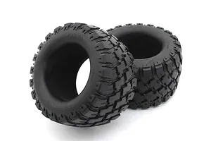 Traxxas 2.2/3.0" Off Road Tyres on Satin Chrome/Red Rims - Glued Wheels 2Pcs