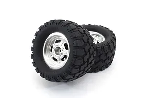 Traxxas 2.2/3.0" Off Road Tyres on Satin Chrome/Red Rims - Glued Wheels 2Pcs