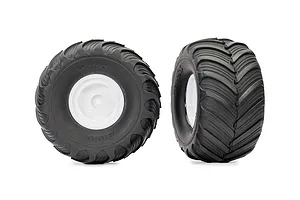 Traxxas 2.2/3.0" Off Road Tyres on Satin Chrome/Red Rims - Glued Wheels 2Pcs