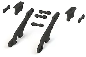 Camber links, front (TUBES charcoal gray-anodized, 7075-T6 aluminum, stronger than titanium) (2) (assembled with rod ends and hollow balls)/ aluminum wrench (1)