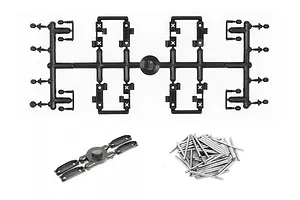 Camber links, front (TUBES charcoal gray-anodized, 7075-T6 aluminum, stronger than titanium) (2) (assembled with rod ends and hollow balls)/ aluminum wrench (1)