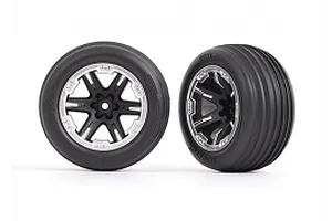 Tires &amp; wheels, assembled, glued (2.8") (RXT black &amp; satin wheels, ribbed tires, foam inserts) (electric front) (2)