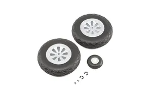 Wheels, wheelie bar, 6061-T6 aluminum (dark titanium-anodized) (2)/ axle, wheelie bar, 6061-T6 aluminum (2)/ 10x15x4 ball bearings (4)