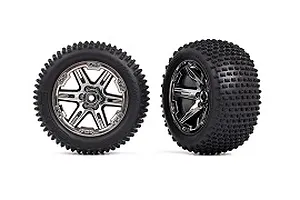 Tires &amp; wheels, assembled, glued (2.8") (RXT black chrome wheels, Alias tires, foam inserts) (2WD electric rear) (2) (TSM rated)