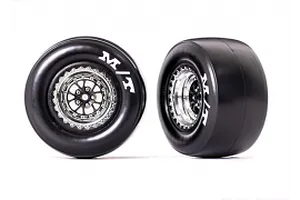 Traxxas 2.2/3.0" Off Road Tyres on Satin Chrome/Red Rims - Glued Wheels 2Pcs