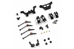 Camber links, front (TUBES charcoal gray-anodized, 7075-T6 aluminum, stronger than titanium) (2) (assembled with rod ends and hollow balls)/ aluminum wrench (1)