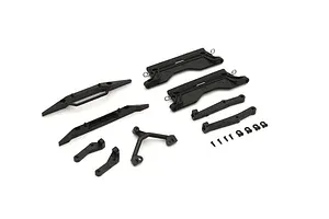 Camber links, front (TUBES charcoal gray-anodized, 7075-T6 aluminum, stronger than titanium) (2) (assembled with rod ends and hollow balls)/ aluminum wrench (1)