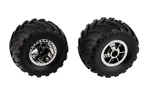 Traxxas 2.2/3.0" Off Road Tyres on Satin Chrome/Red Rims - Glued Wheels 2Pcs